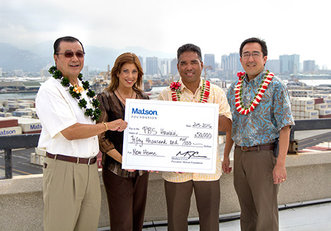 PBS Hawaii New Home Campaign presented a check from MATSON