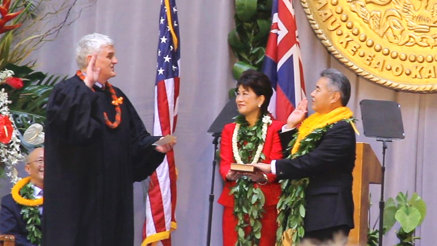 Students from Roosevelt High School on Oahu highlight the December 2014 inauguration of Governor David Ige at the Hawaii State Capitol.