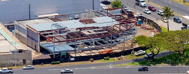The second story of PBS Hawaii's NEW HOME is being built atop an existing building, with this new top floor over parking.