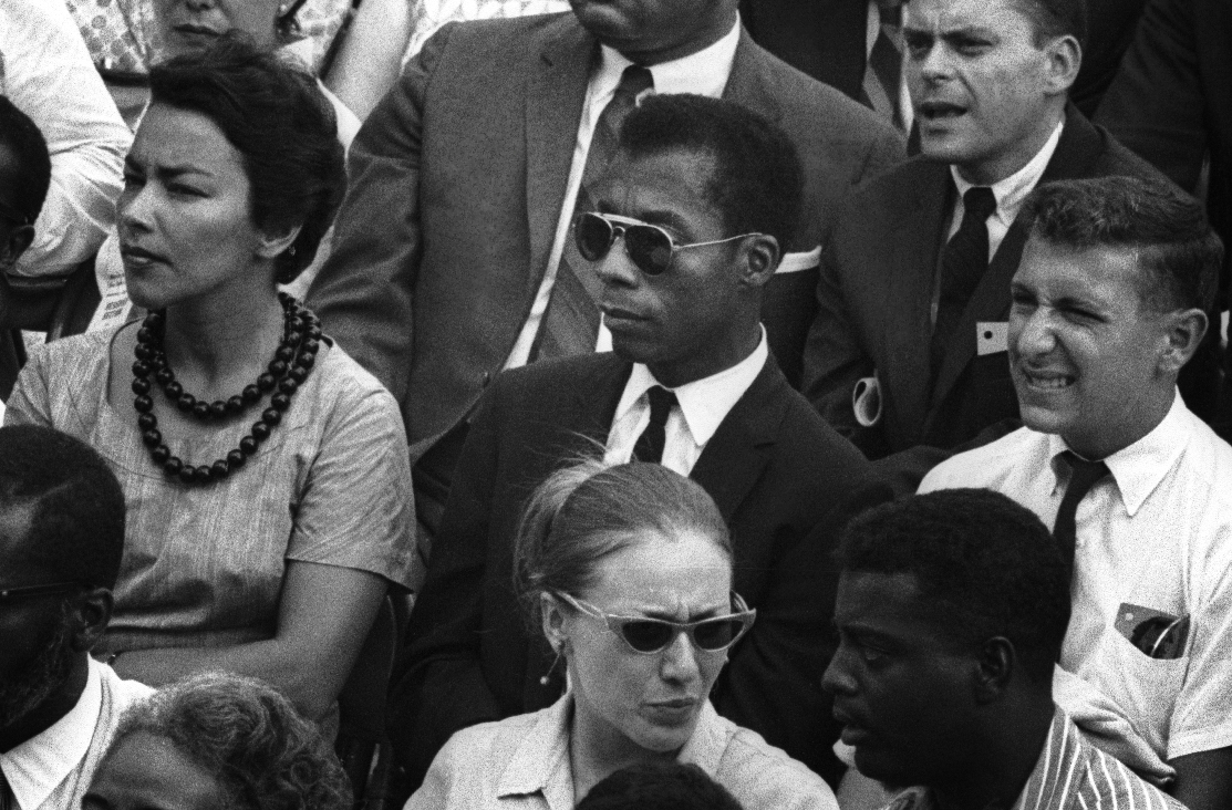 Author and activist James Baldwin, center, whose unfinished manuscript spawned “I Am Not Your Negro.”