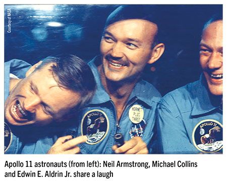Apollo 11 astronauts (from left): Neil Armstrong, Michael Collins and Edwin E. Aldrin Jr. share a laugh