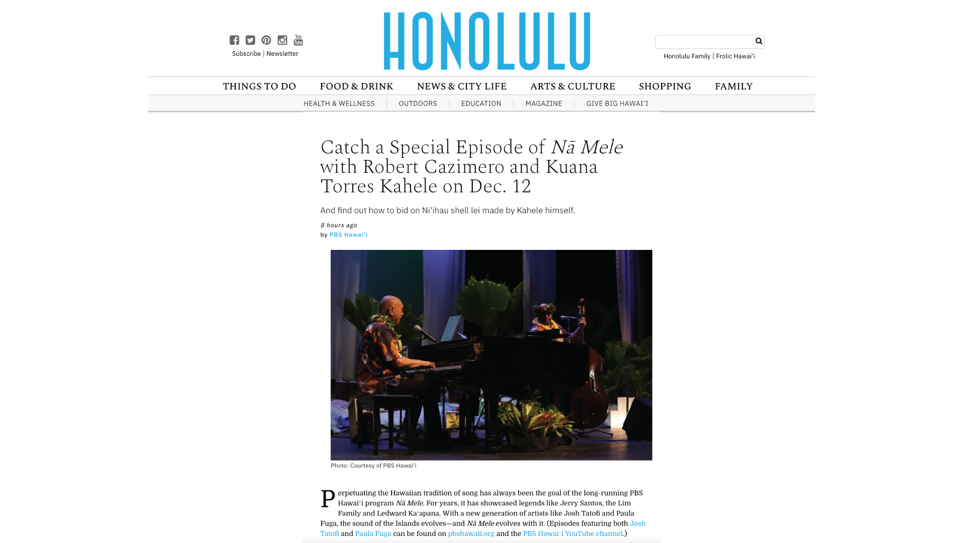 Nā Mele with Robert Cazimero and Kuana Torres Kahele in Honolulu Magazine