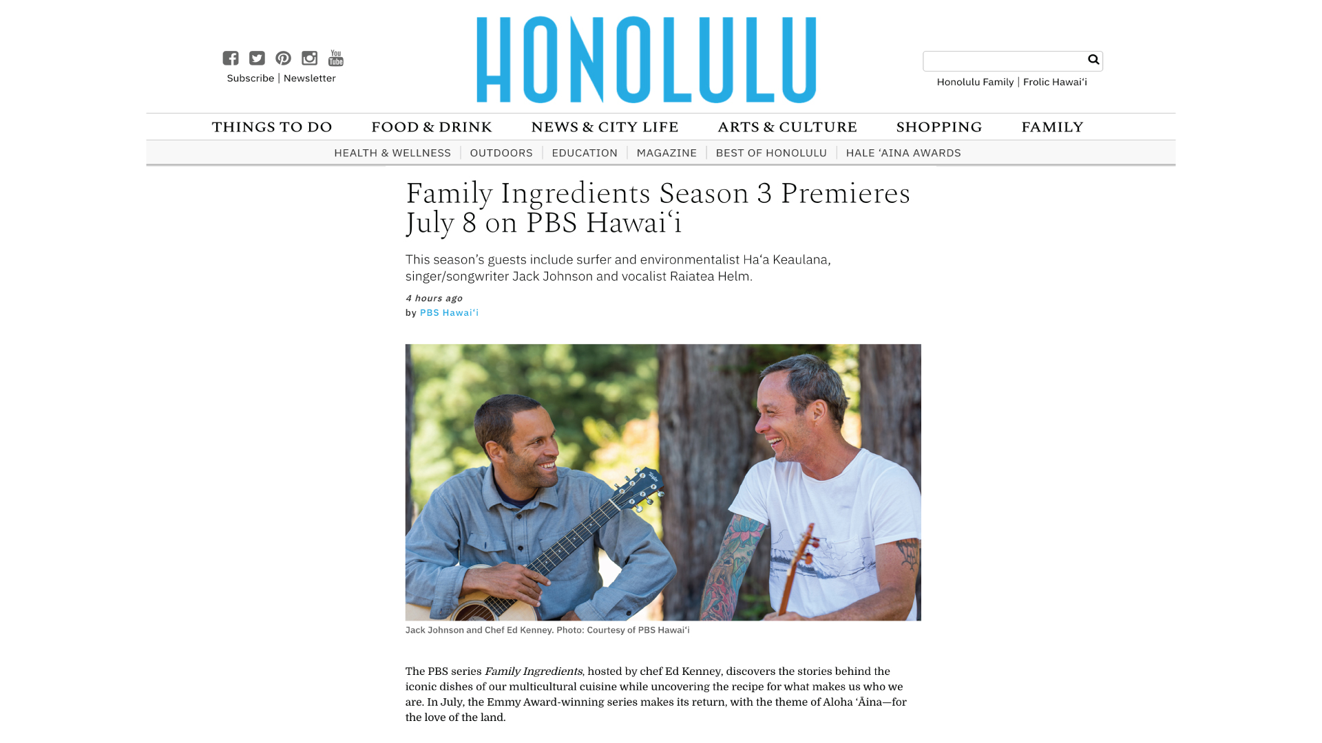 Family Ingredients, Season 3 in Honolulu Magazine