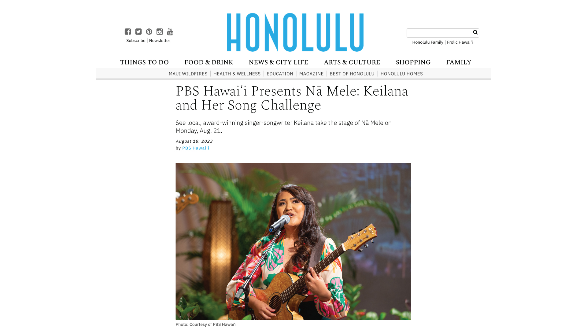 Nā Mele with Keilana in Honolulu Magazine