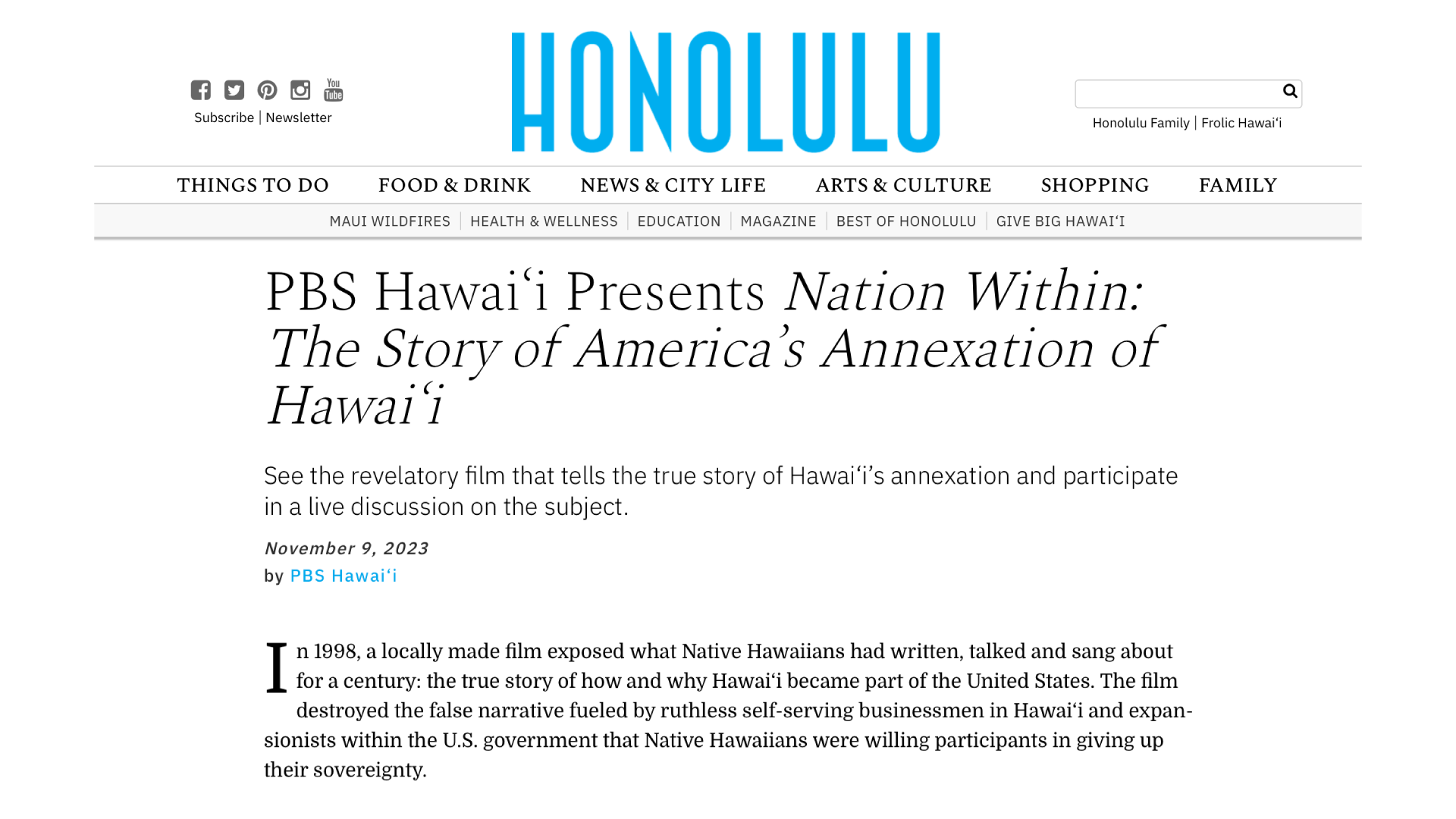 PBS Hawai‘i Presents in Honolulu Magazine