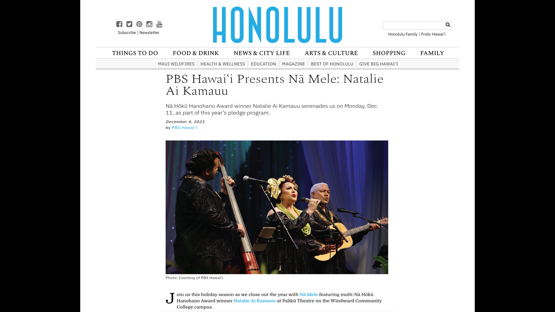 PBS Hawai‘i’s Nā Mele in Honolulu Magazine