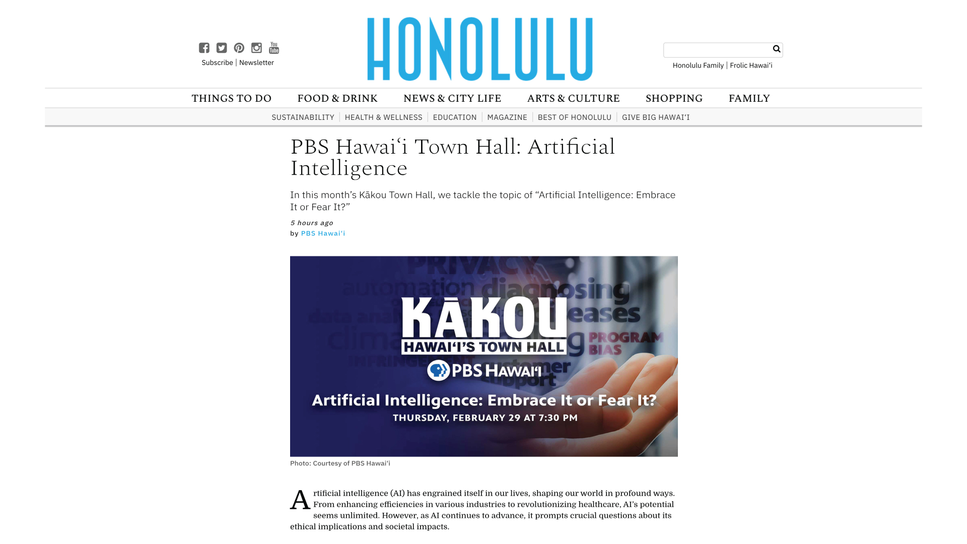 PBS Hawai‘i Town Hall: Artificial Intelligence