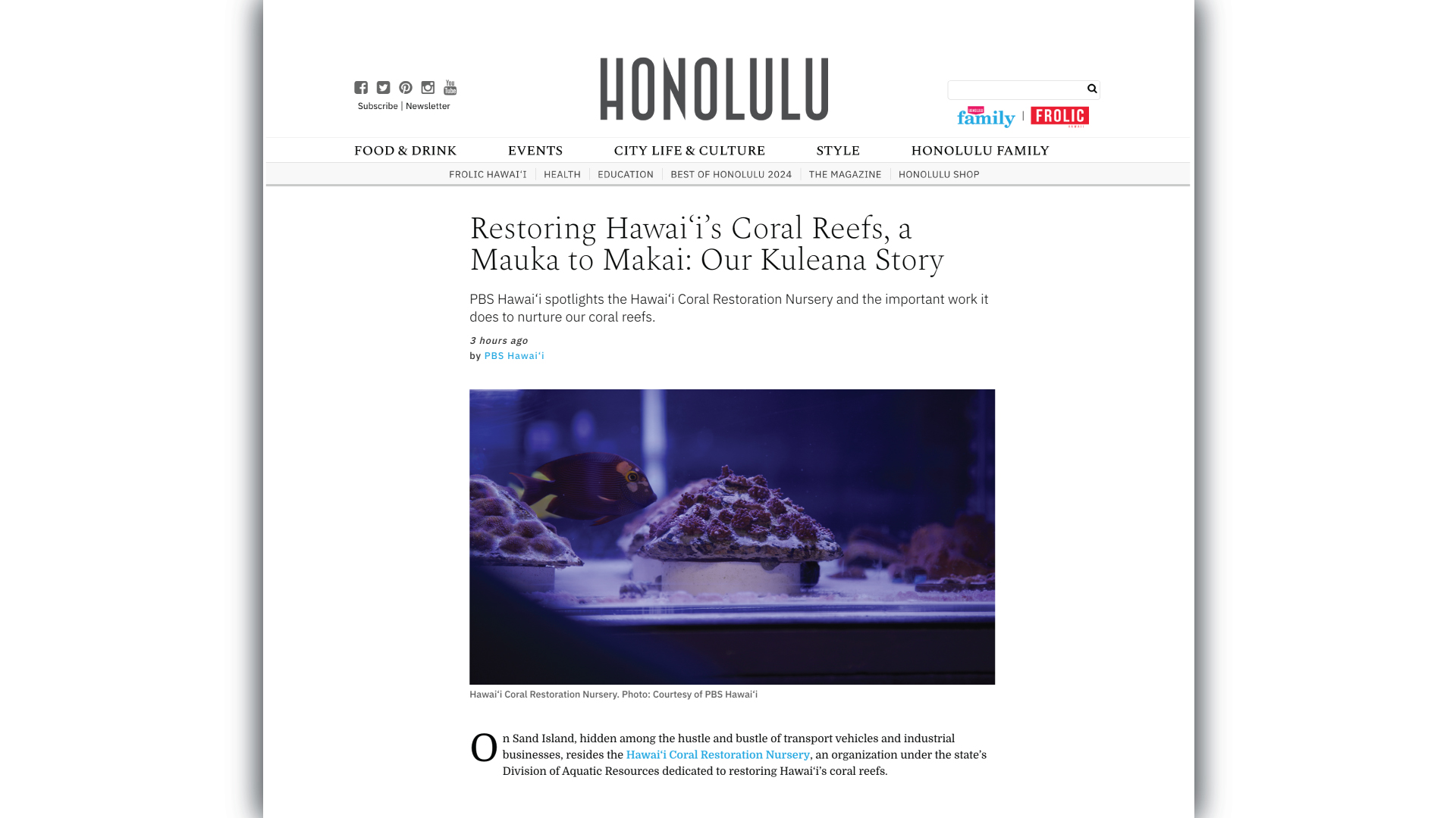 Restoring Hawai‘i’s Coral Reefs, a Mauka to Makai: Our Kuleana Story
