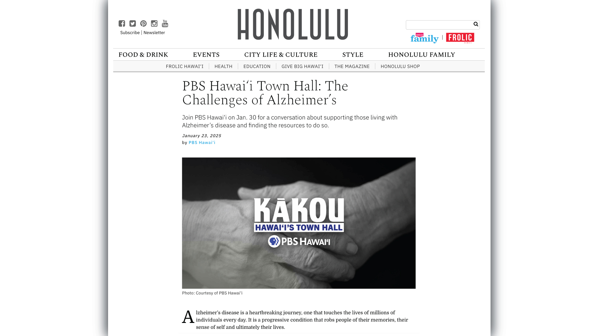 KĀKOU: HAWAI‘I’S TOWN HALL <br/>The Challenges of Alzheimer’s