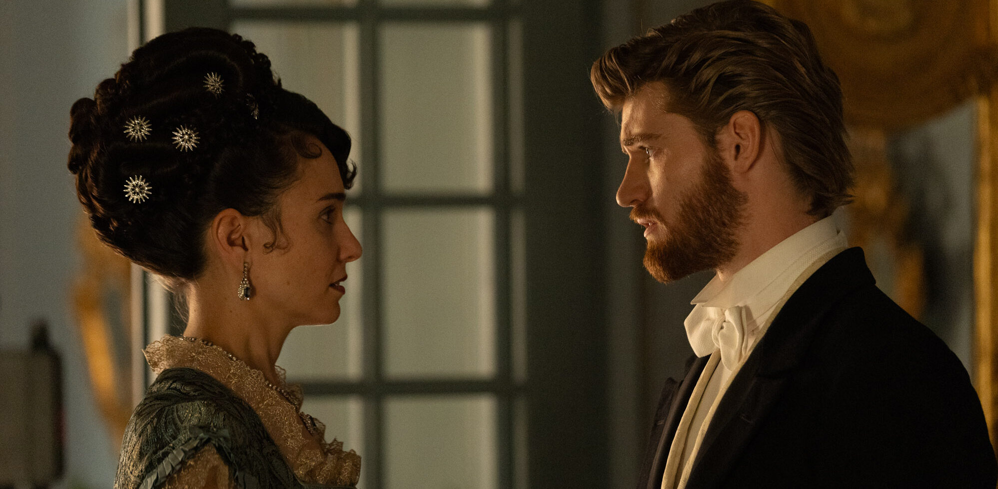 MASTERPIECE
The Forsytes

Episode Six
Sunday, April 26 at 9/8c on PBS
Soames commissions a country house, despite Irene’s distress. As Louisa faces a fresh start, Jo decides his future. Ann reveals a dark secret.

Shown L-R: Frances (Tuppence Middleton), Jolyon Jr (Danny Griffin) 

For editorial use only.

Photographer: Sean Gleason

Courtesy of Mammoth Screen &amp; MASTERPIECE