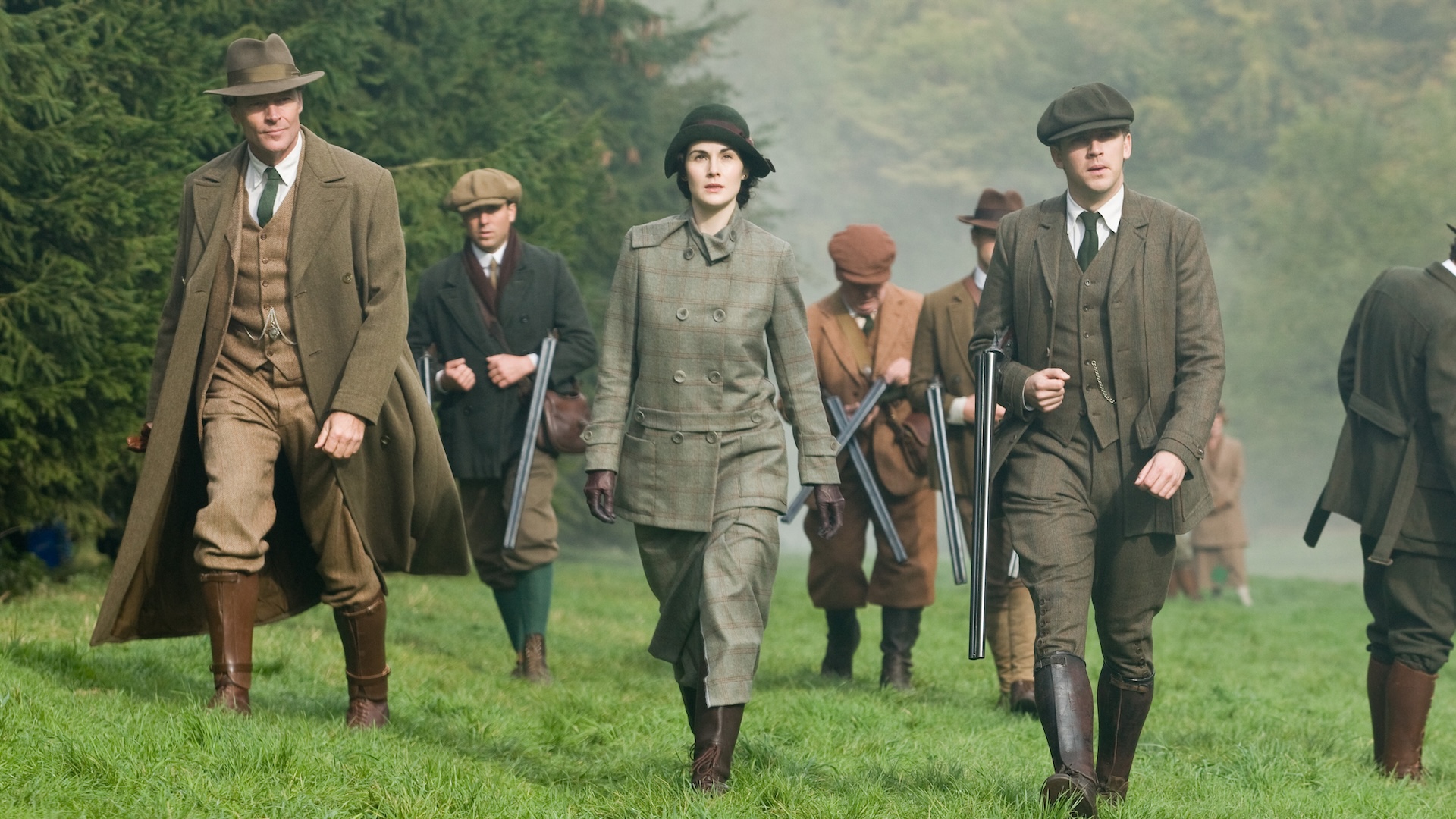 Downton Abbey Season 2 on MASTERPIECE Classic
Part 7 - Sunday, February 19, 2012 at 9pm ET on PBS                     
Shown from L-R: Iain Glen as Sir Richard Carlisle, Michelle Dockery as Lady Mary and Dan Stevens as Matthew Crawley
(C) Carnival Film &amp; Television Limited 2011 for MASTERPIECE
This image may be used only in the direct promotion of MASTERPIECE CLASSIC. No other rights are granted. All rights are reserved. Editorial use only.