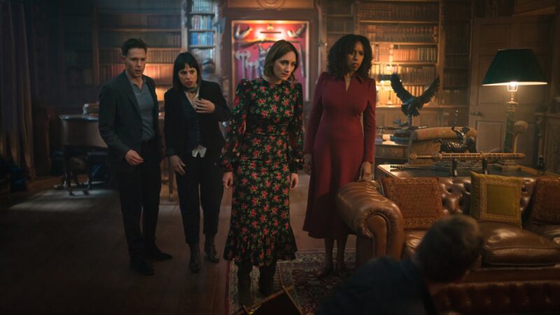 MASTERPIECE
The Marlow Murder Club, Season 3

Episode Three: “Murder in the Dark: Part I"
Sunday, September 20, 2026 at 8/7c on PBS 

When a man is killed at her university reunion, Becks finds herself on the wrong side of an investigation. Was one of her friends responsible, or was someone else inside the house? 

Shown (L-R): Ryan (Samuel Barnett), Una (Montserrat Lombard), Becks Starling (Cara Horgan), Jessica (Endy McKay)

For editorial use only.

Courtesy of Courtesy of Monumental Television, UKTV, and MASTERPIECE.